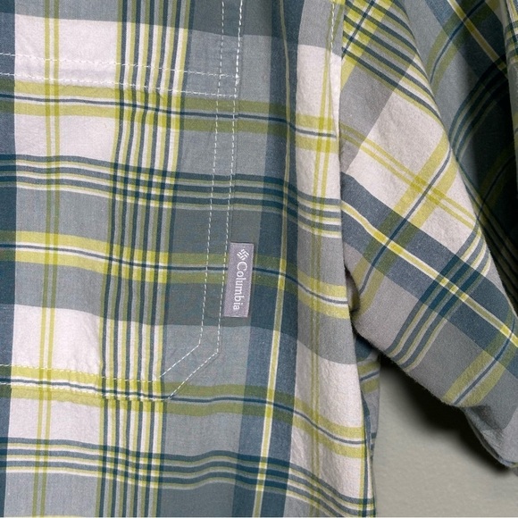 Columbia Button Up Short Sleeve Green Plaid Cotton Shirt-Men Size XL - Picture 3 of 7